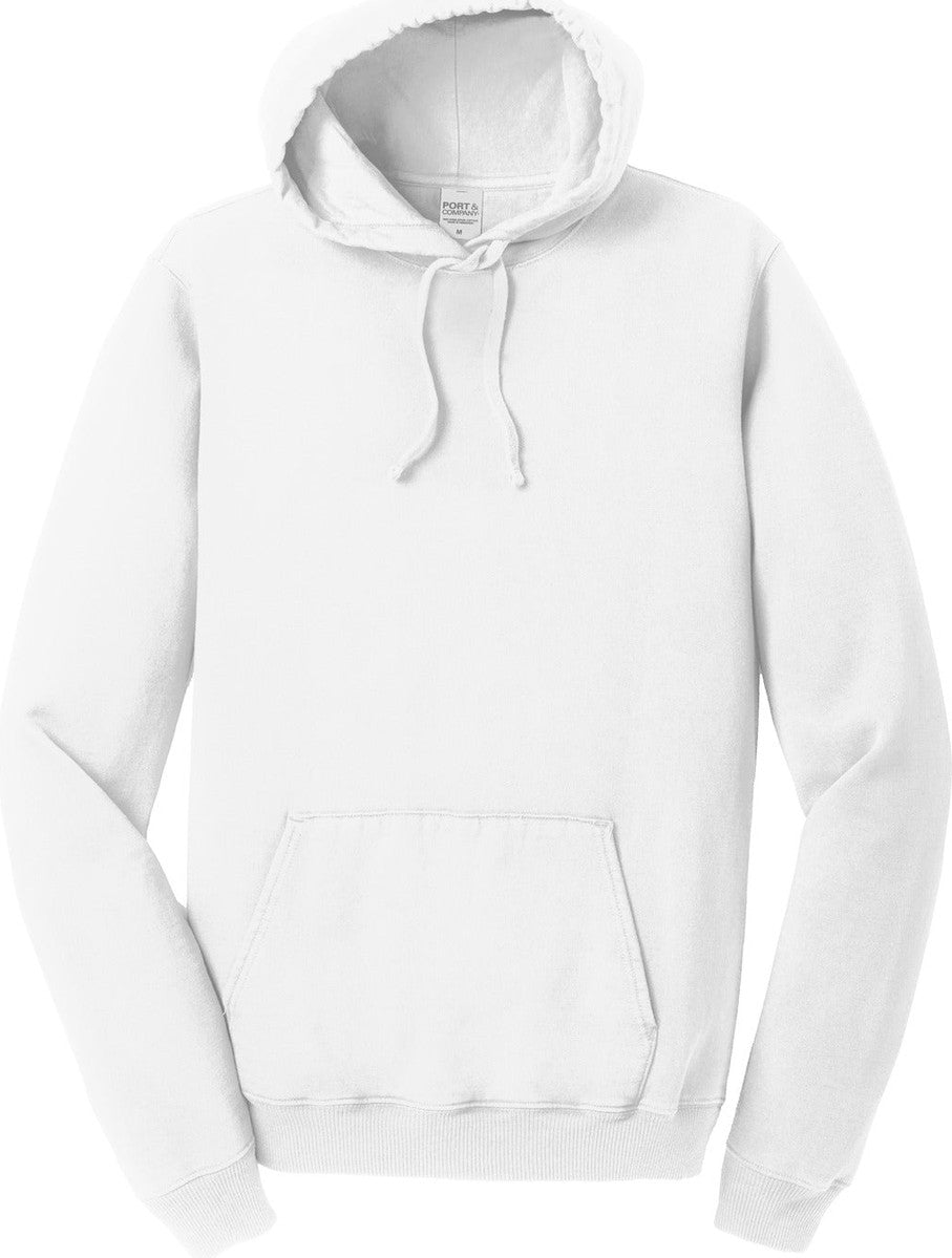 Front View of White Port & Co Beach Wash Garment-Dyed Pullover Hooded Sweatshirt. PC098H