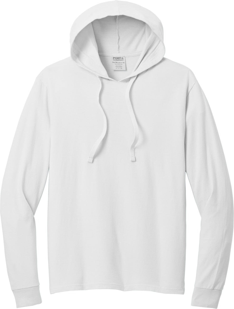 Front View of White Port & Co Beach Wash Garment-Dyed Pullover Hooded Tee PC099H