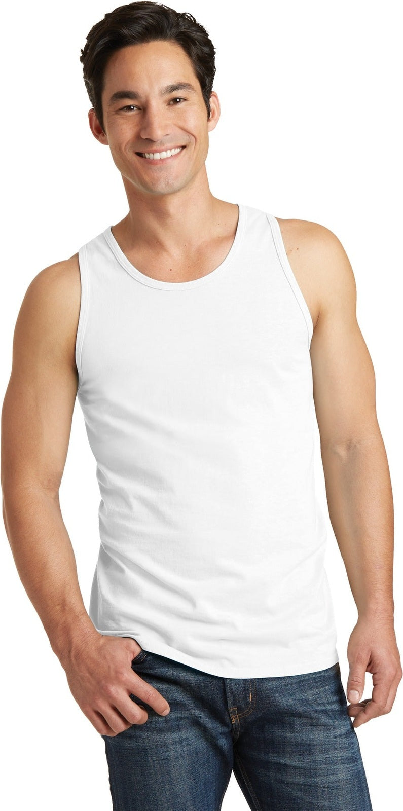 Front View of White Port & Co Beach Wash Garment-Dyed Tank. PC099TT