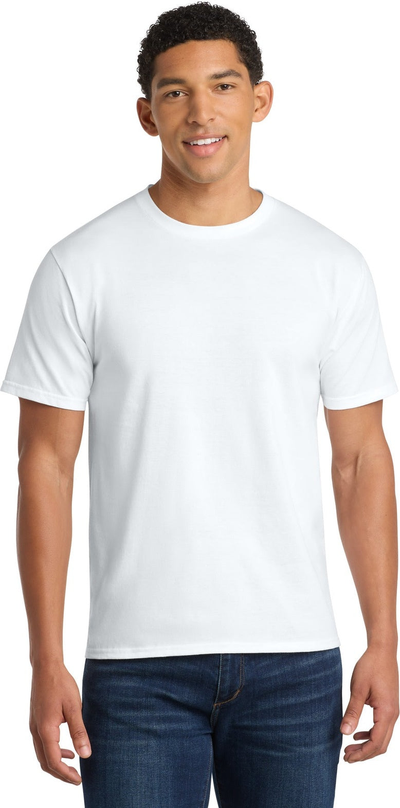 Front View of White Port & Co Fan Favorite Tee. PC450