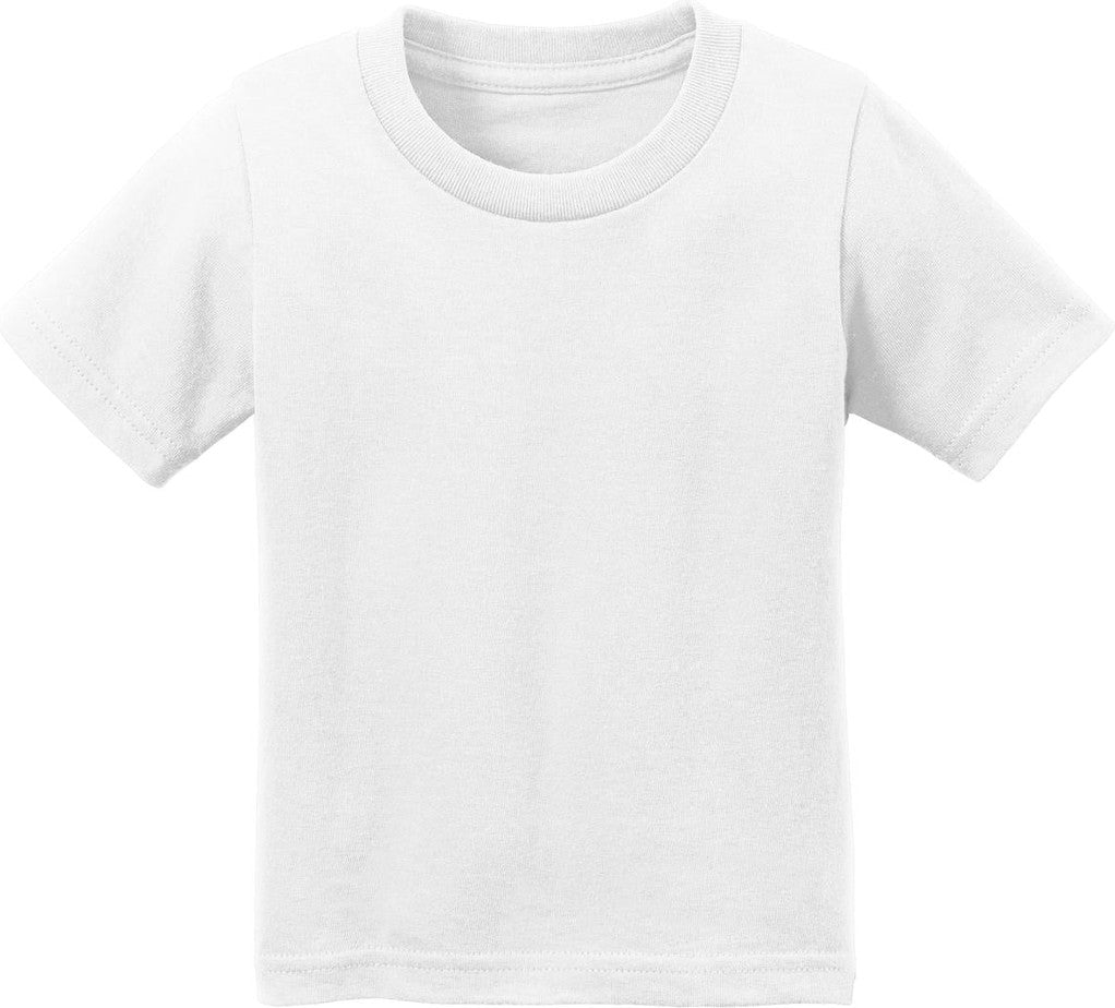 Front View of White Port & Co Infant Core Cotton Tee. CAR54I