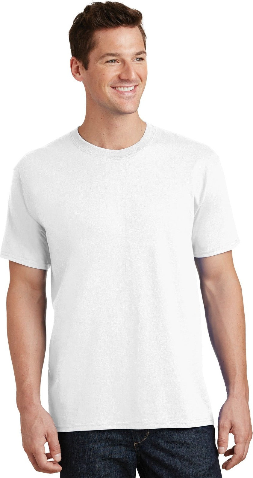 Front View of White Port & Co Tall Core Cotton Tee PC54T