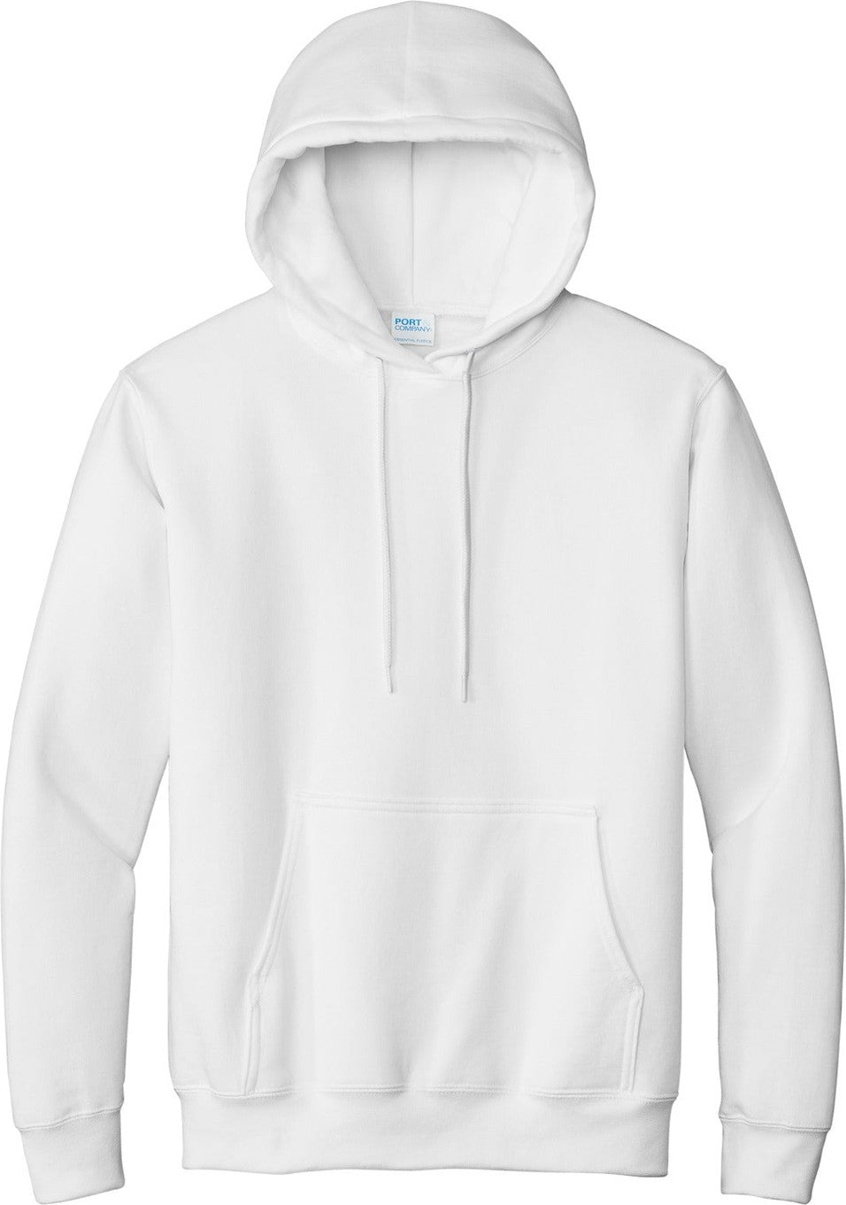 Front View of White Port & Co Tall Essential Fleece Pullover Hooded Sweatshirt. PC90HT
