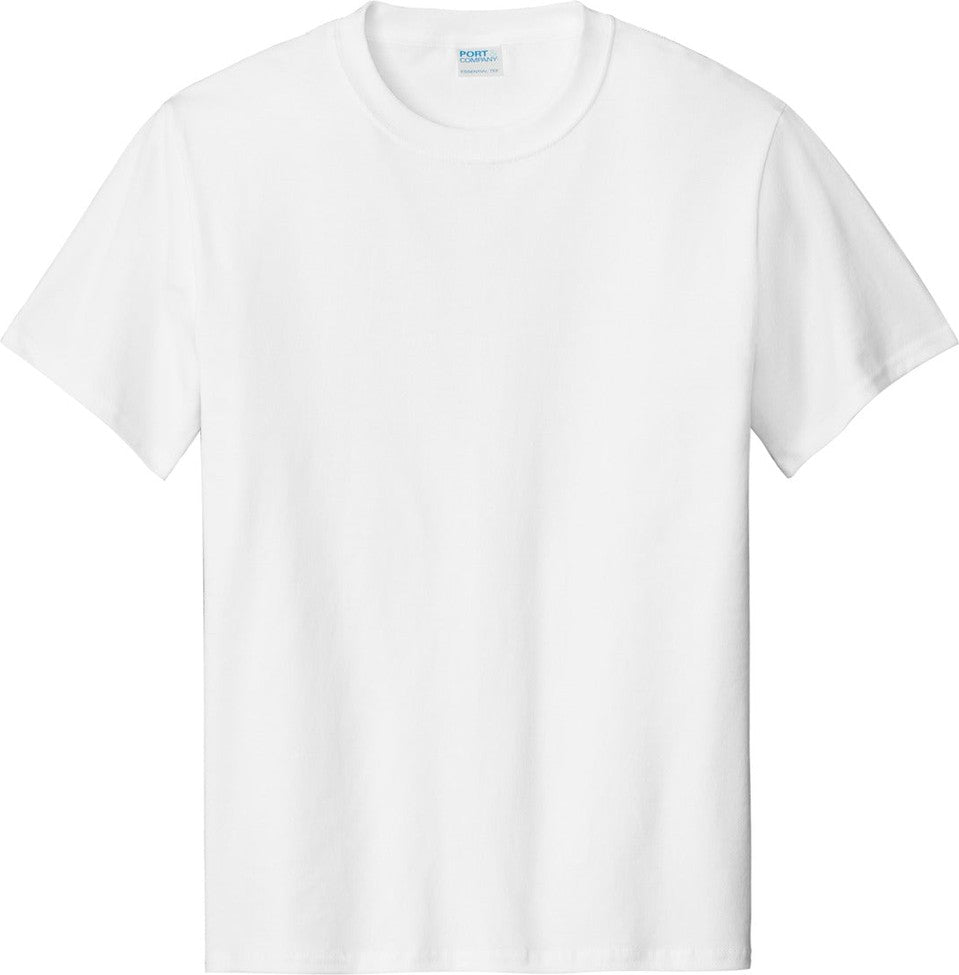 Front View of White Port & Co Tall Essential Tee. PC61T