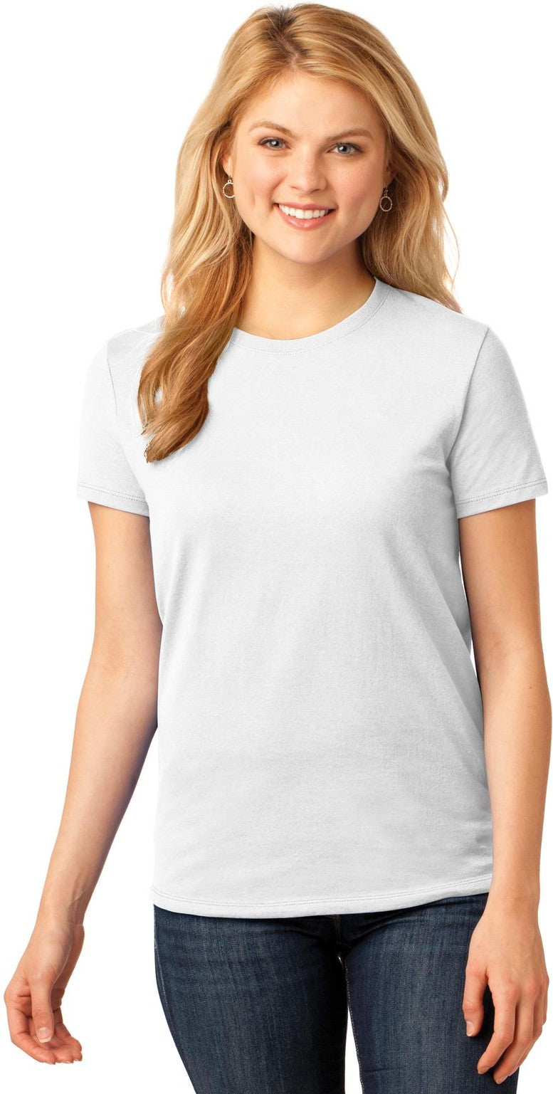 Front View of White Port & Co Women's Core Cotton Tee. LPC54