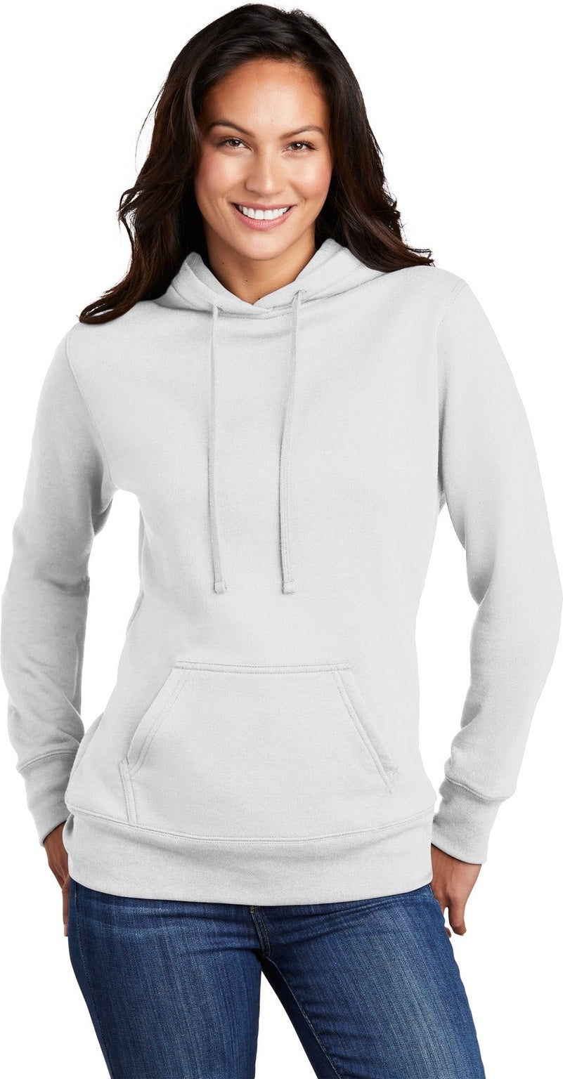 Front View of White Port & Co Women's Core Fleece Pullover Hooded Sweatshirt LPC78H