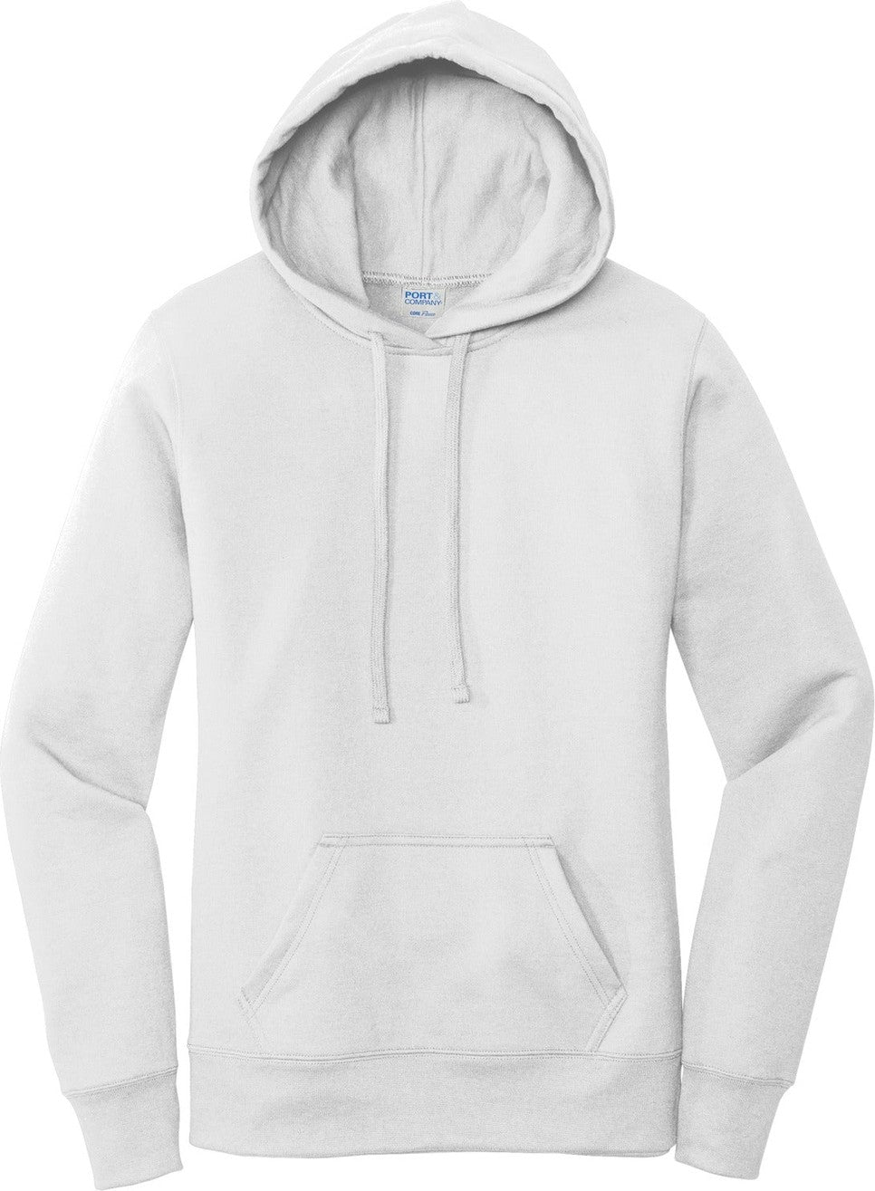 Front View of White Port & Co Women's Core Fleece Pullover Hooded Sweatshirt LPC78H