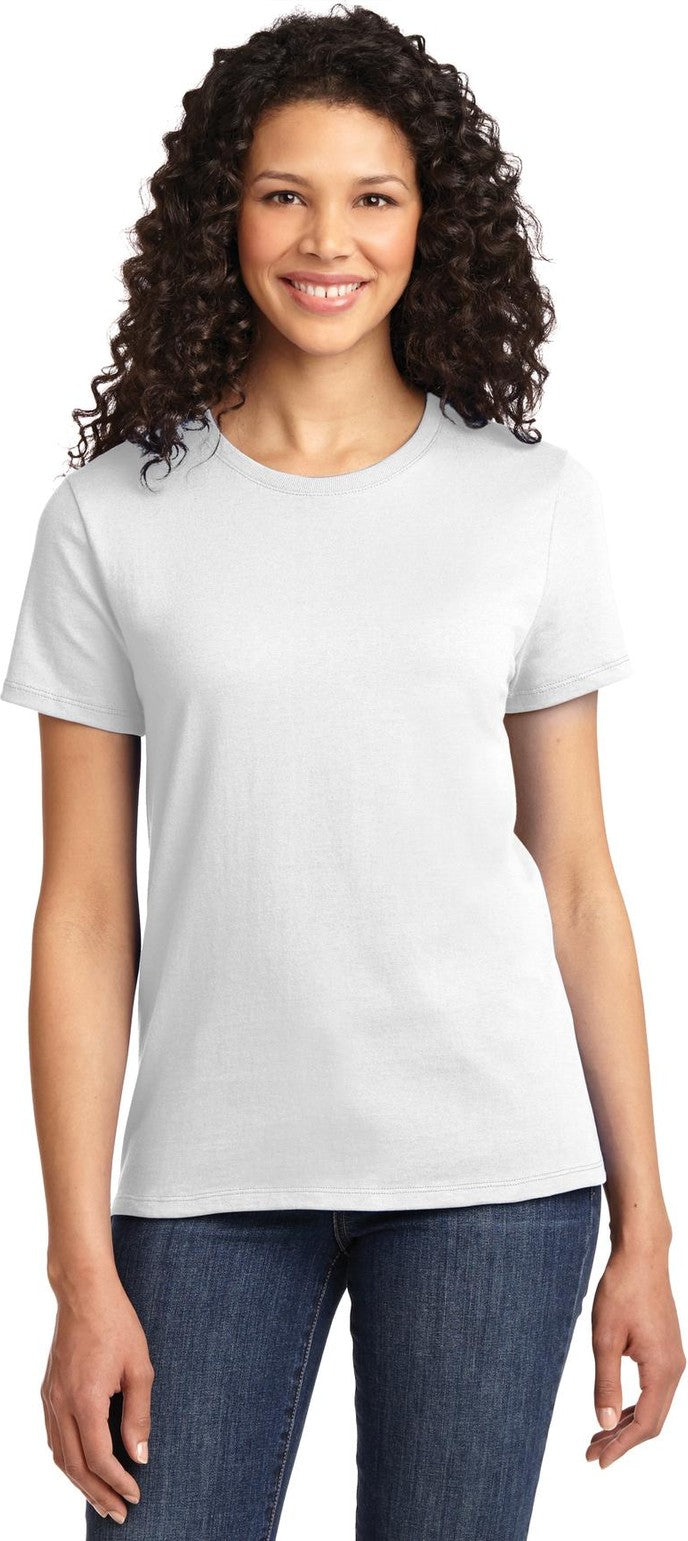 Front View of White Port & Co Women's Essential Tee. LPC61