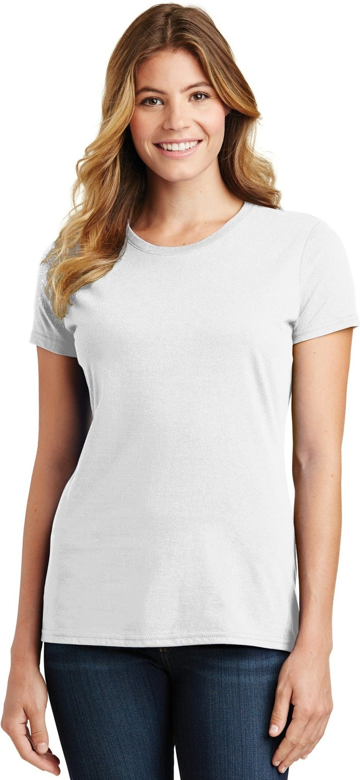 Front View of White Port & Co Women's Fan Favorite Tee. LPC450
