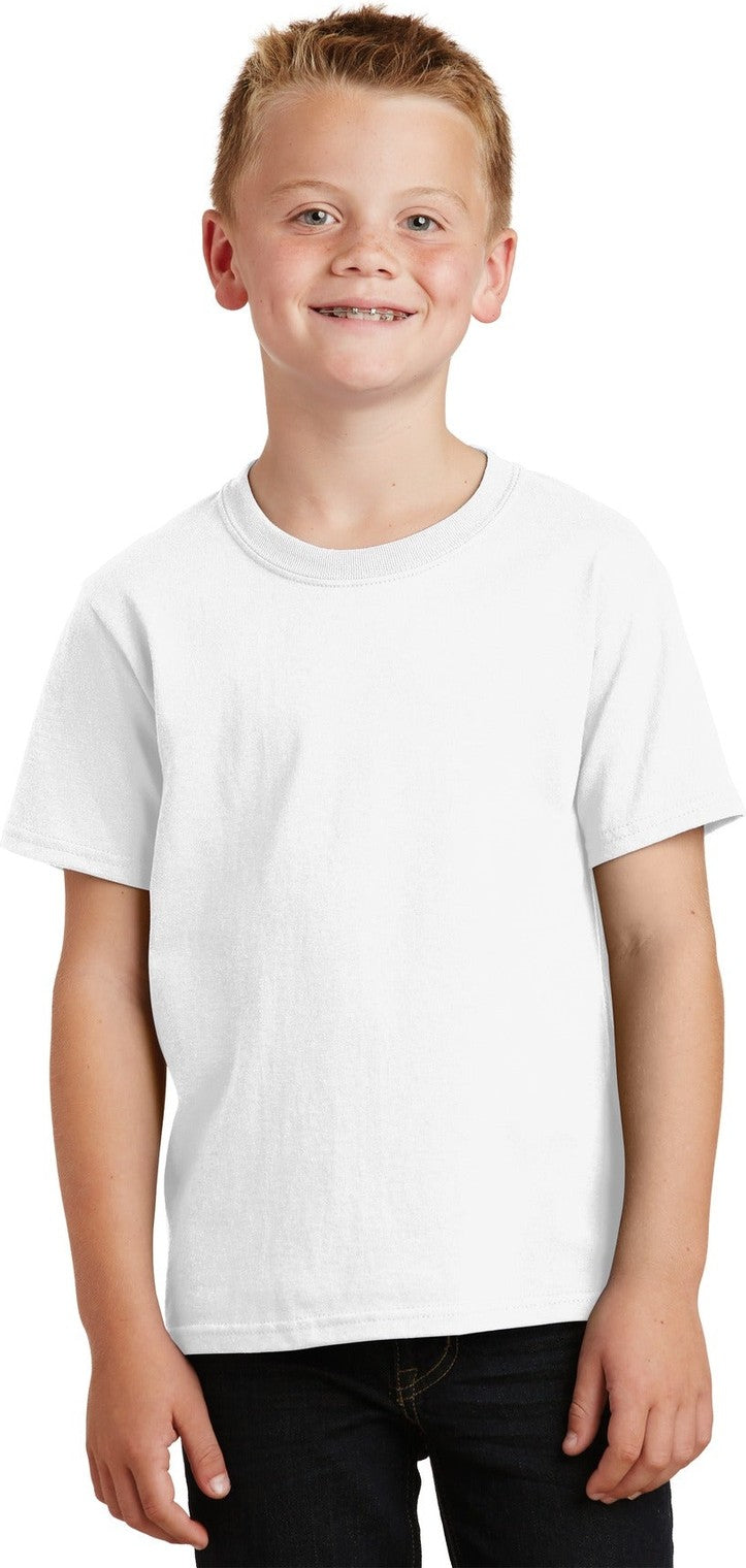 Front View of White Port & Co Youth Beach Wash Garment-Dyed Tee. PC099Y