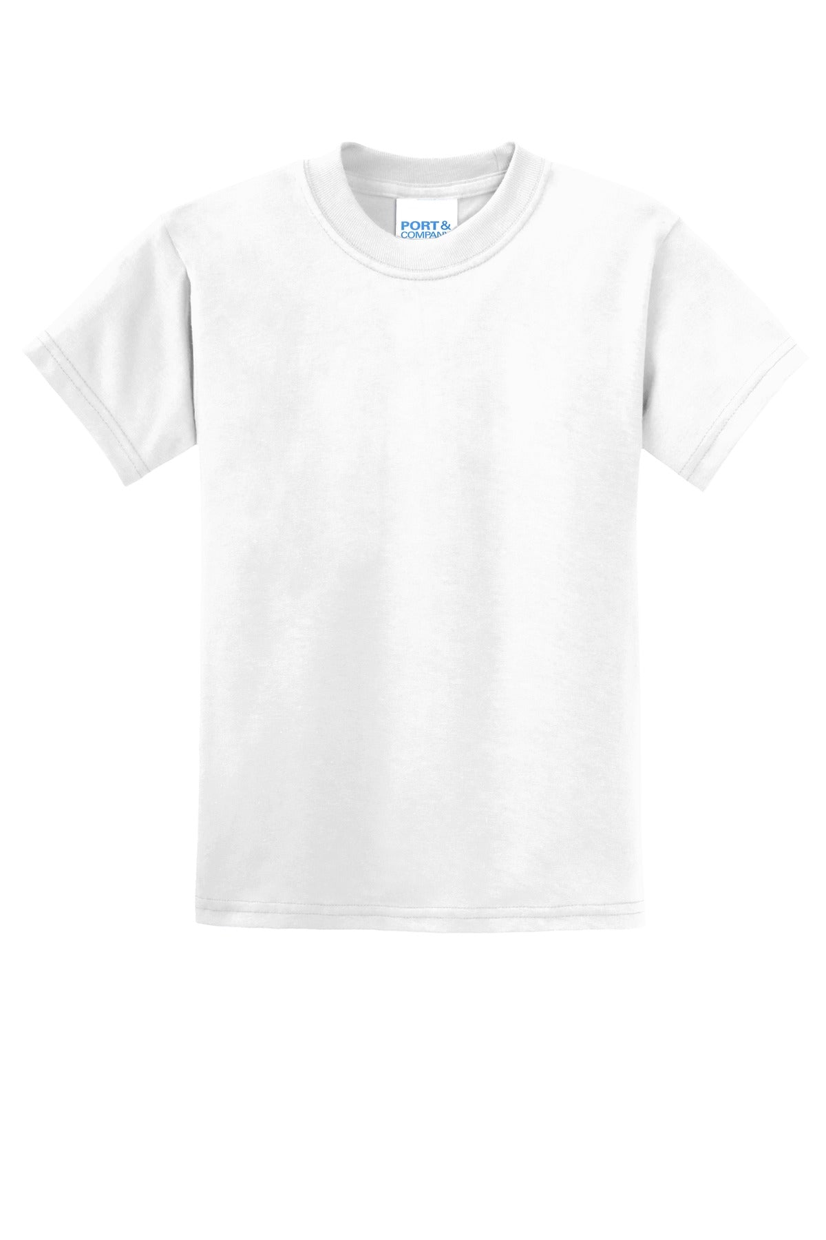 Front View of White Port & Co Youth Core Blend Tee. PC55Y