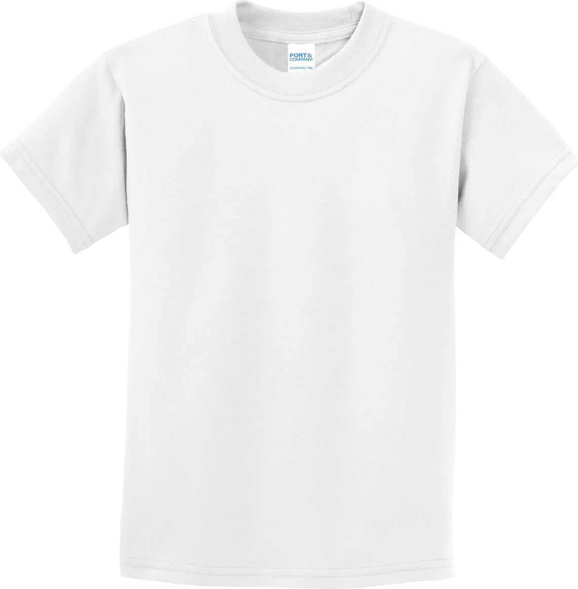 Front View of White Port & Co Youth Essential Tee. PC61Y