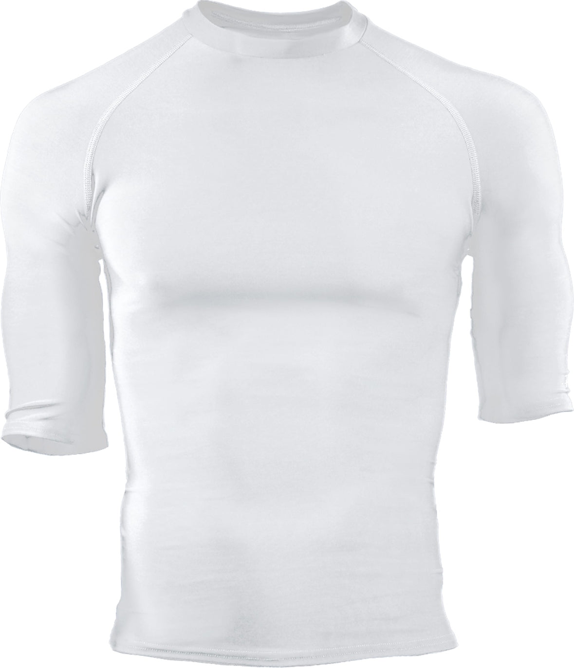 Front View of WHITE PRO COMPRESSION 1/2 SLEEVE CRE