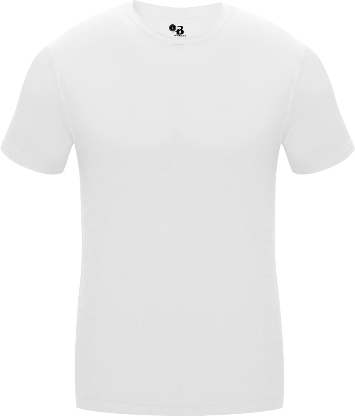 Front View of WHITE PRO COMPRESSION YOUTH CREW