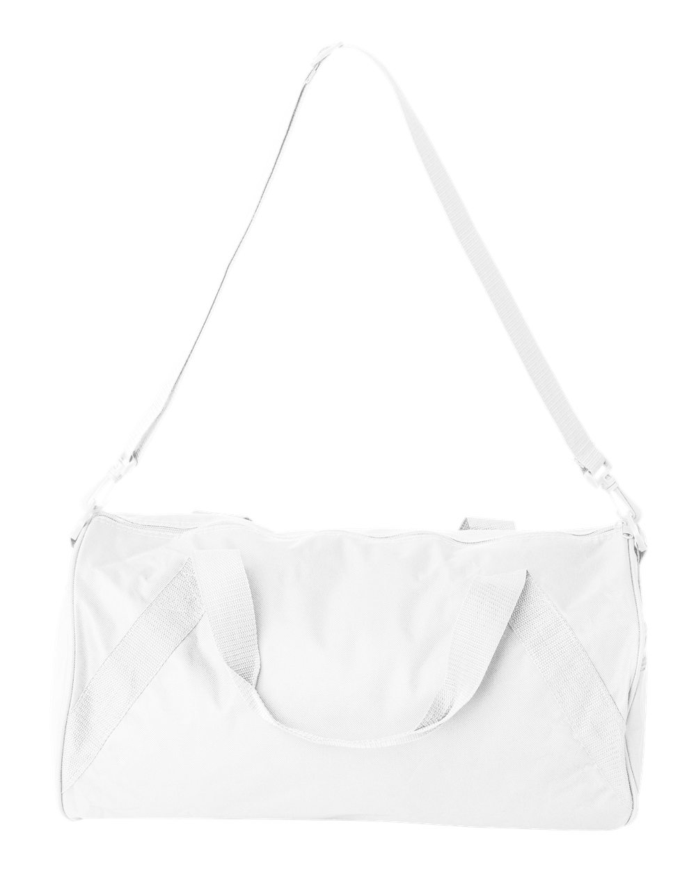 Front View of White Recycled 18” Small Duffel Bag - 8805