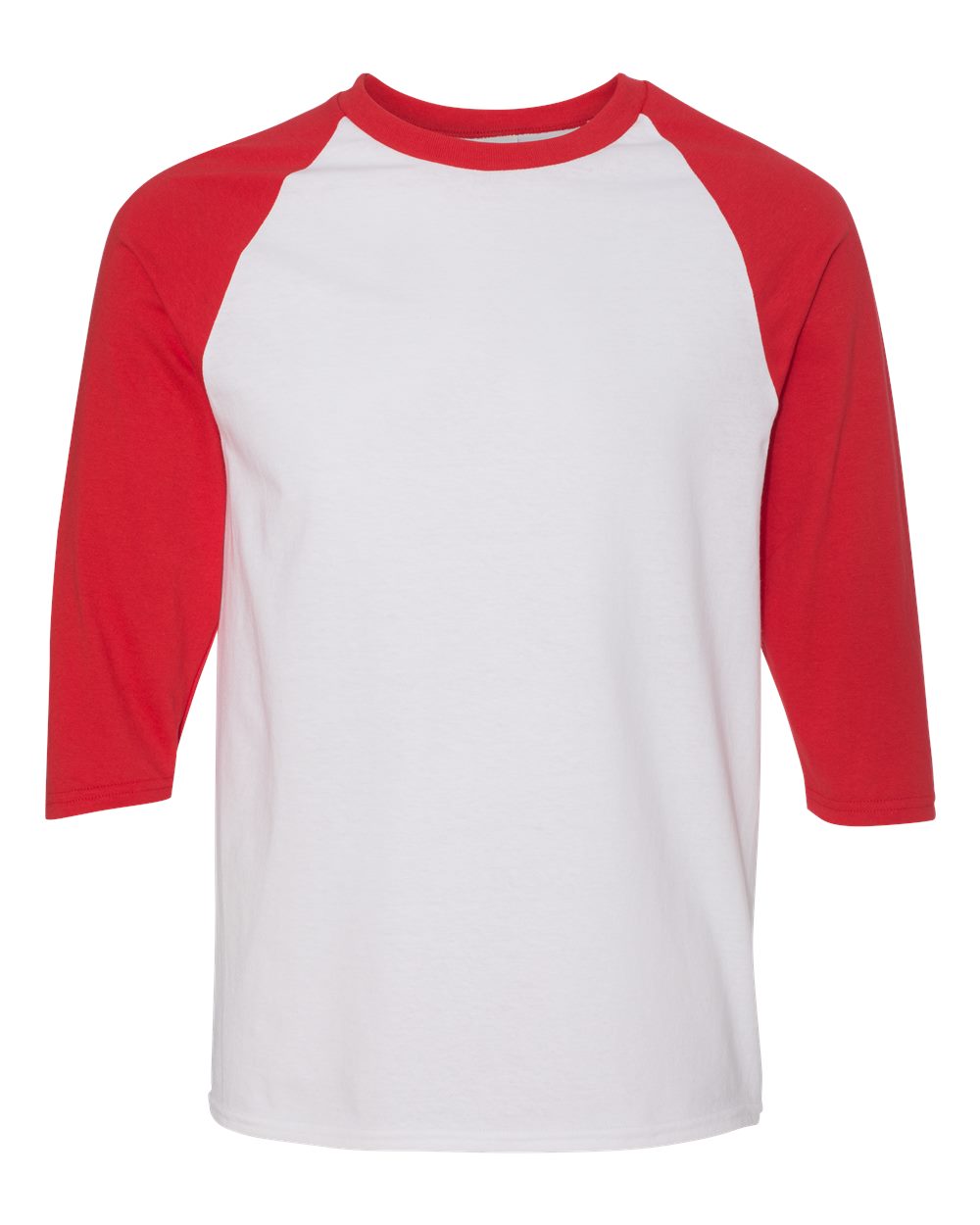 White/ Red Heavy Cotton™ Raglan Three-Quarter Sleeve T-Shirt - 5700