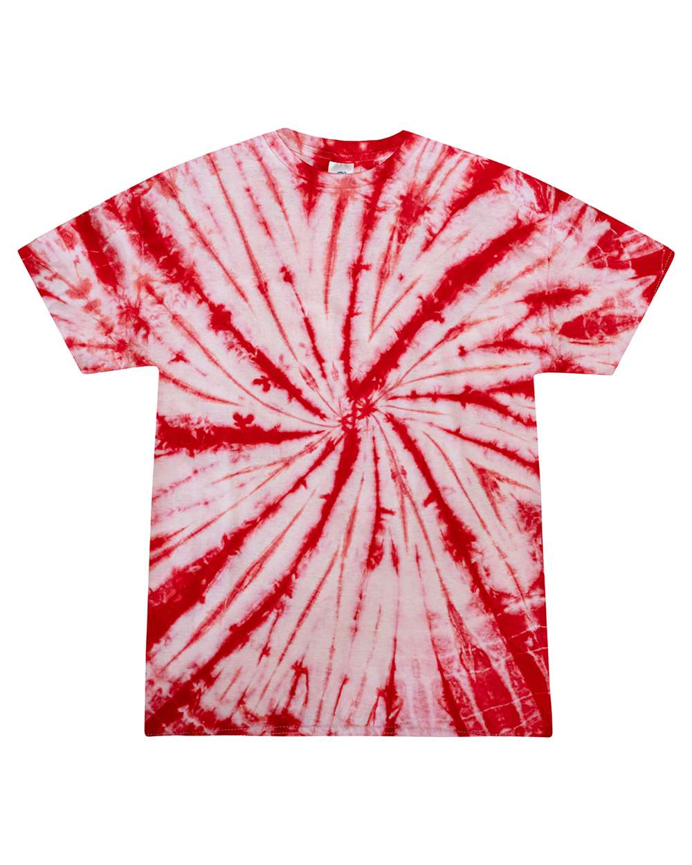 Front View of White/ Red Youth Multi-Color Tie-Dyed T-Shirt - CD1000Y
