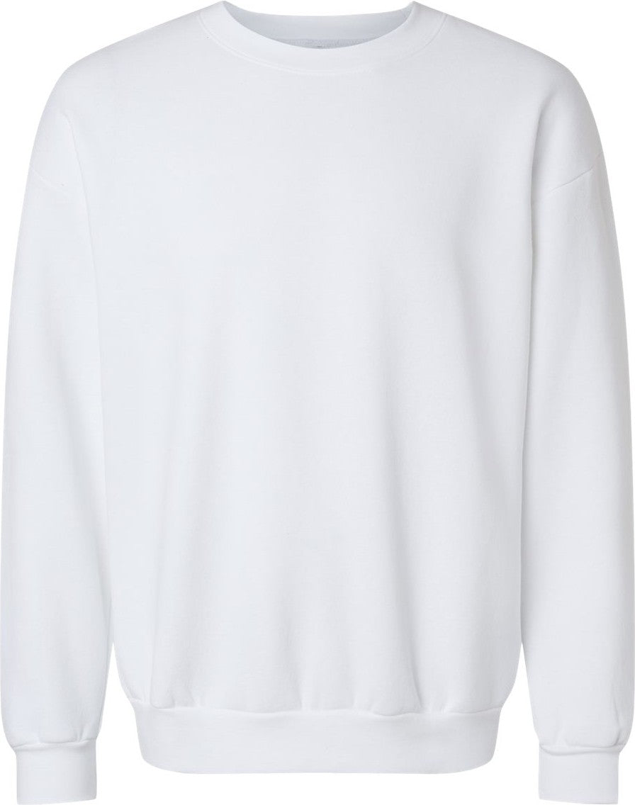 Front View of White ReFlex Fleece Crewneck Sweatshirt - RF496