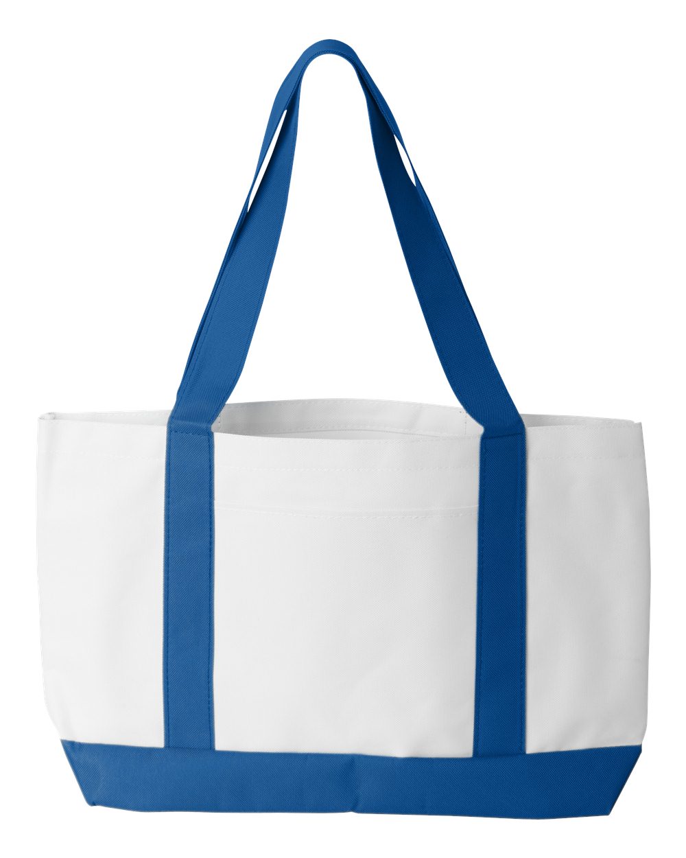 Front View of White/ Royal P&amp;O Cruiser Tote - 7002