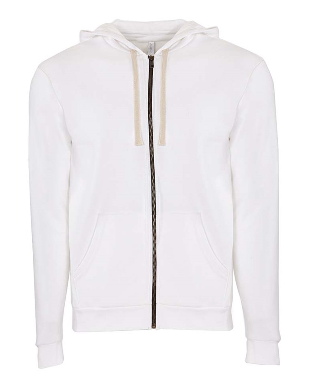 Front View of White Santa Barbara Full-Zip Hoodie - 9602