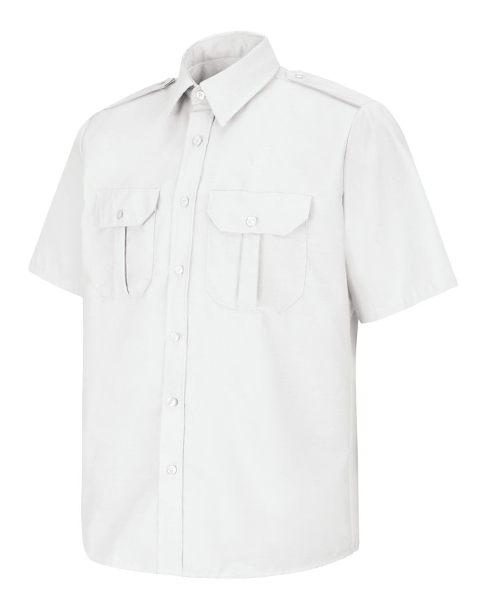 Front View of White Short Sleeve Security Shirt - SP66