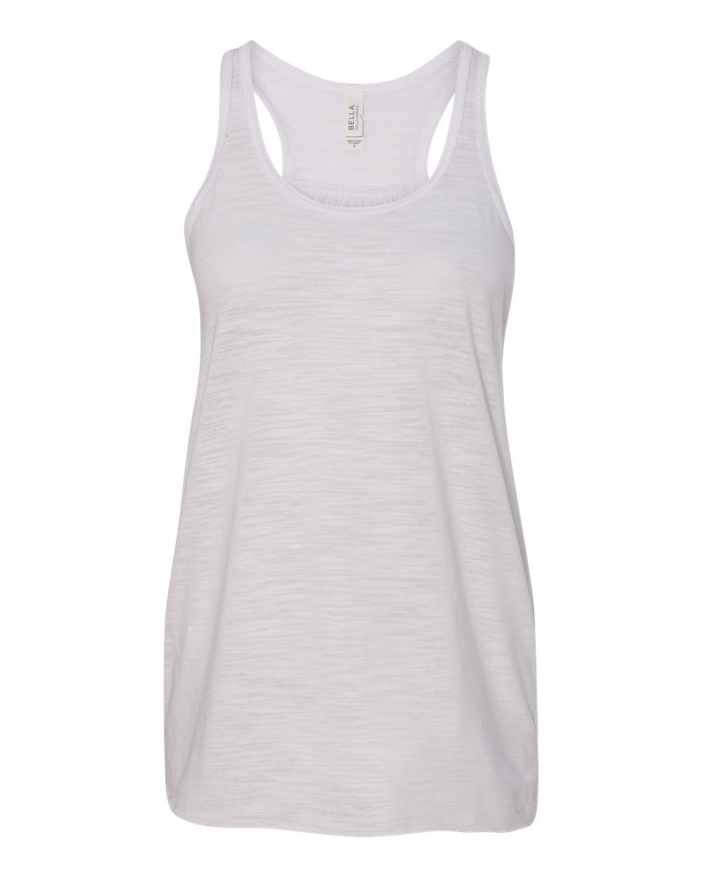 Front View of White Slub Women&#39;s Flowy Racerback Tank - 8800