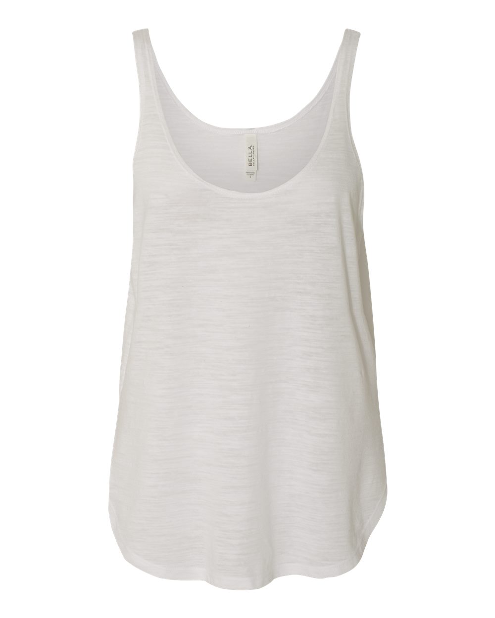 Front View of White Slub Women's Flowy Tank with Side Slit - 8802