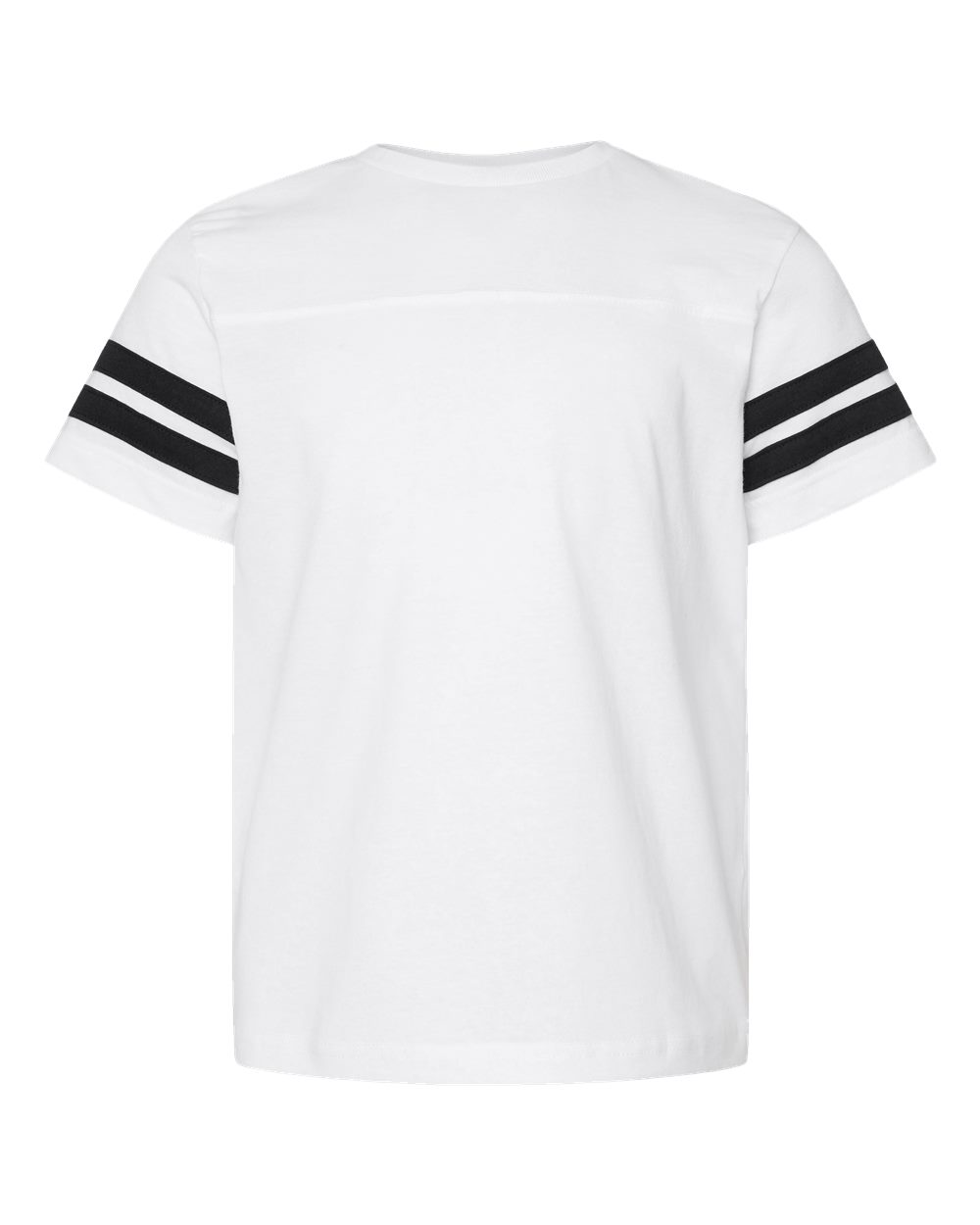 Front View of White Solid/ Black Youth Football Fine Jersey Tee - 6137