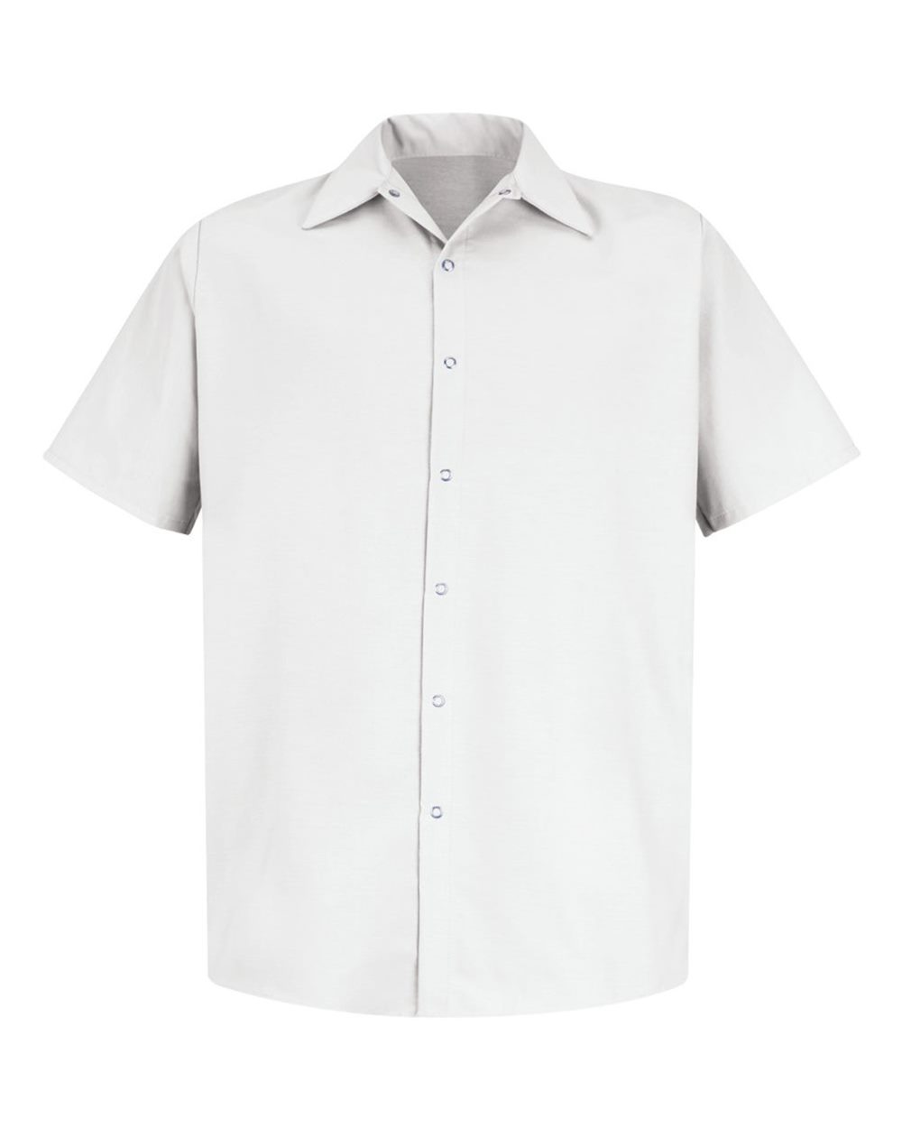 Front View of White Specialized Short Sleeve Pocketless Work Shirt - Tall Sizes - SP26T