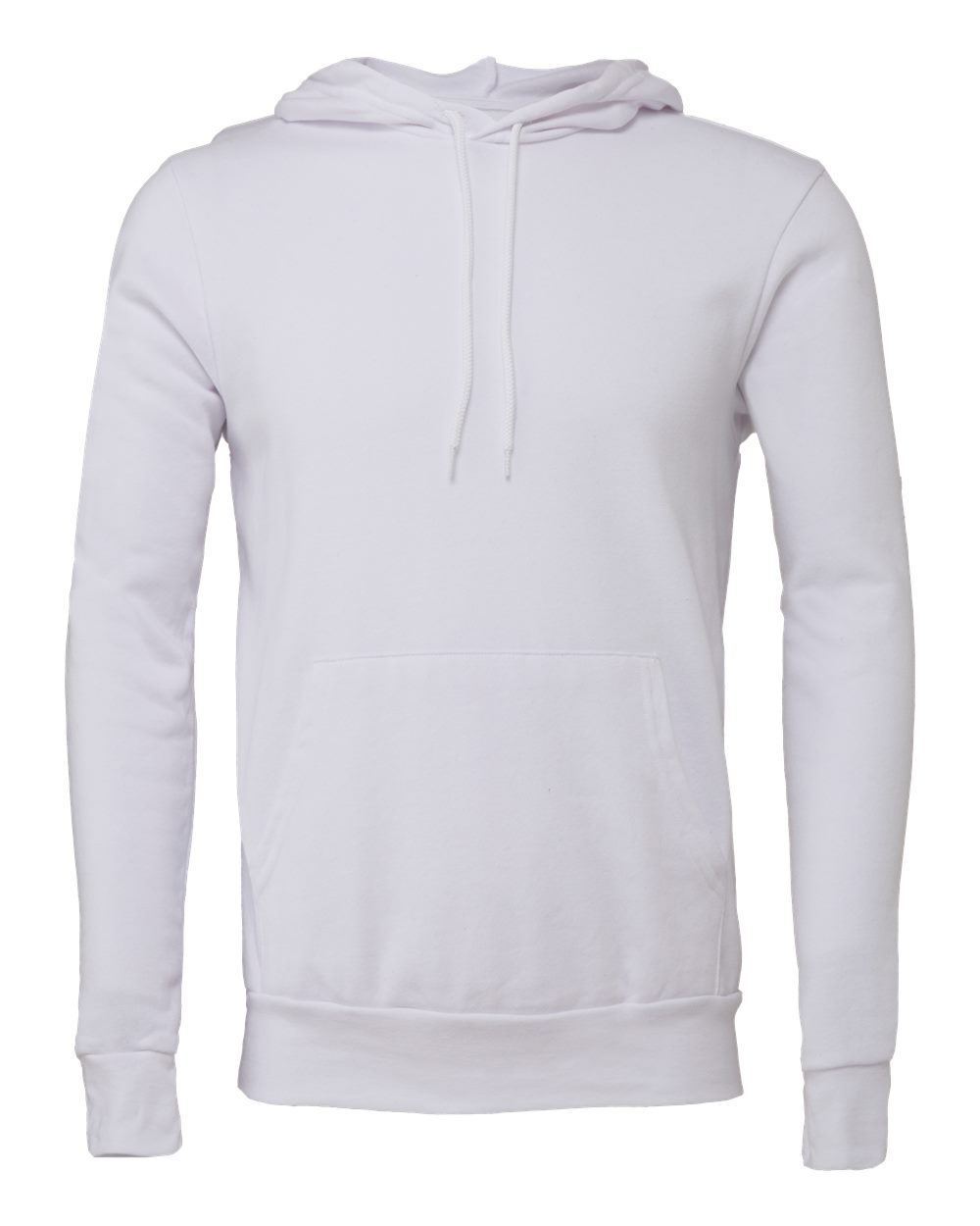 Front View of White Sponge Fleece Hoodie - 3719