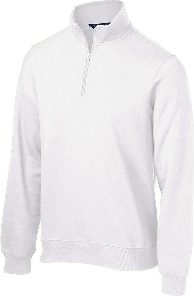 Front View of White Sport-Tek 1/4-Zip Sweatshirt. ST253