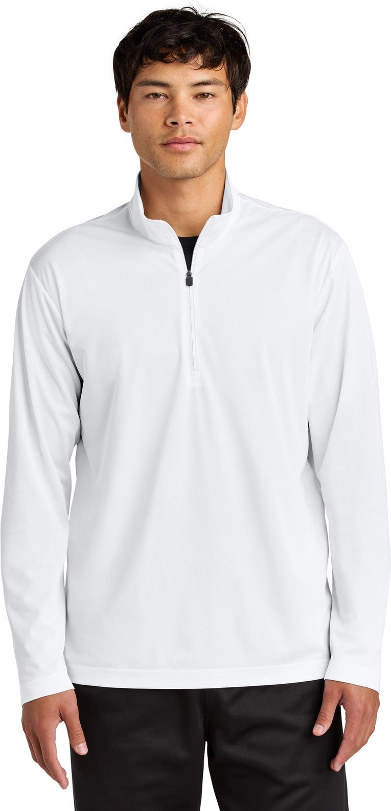 Front View of White Sport-Tek Micropique Sport-Wick 1/4-Zip ST672