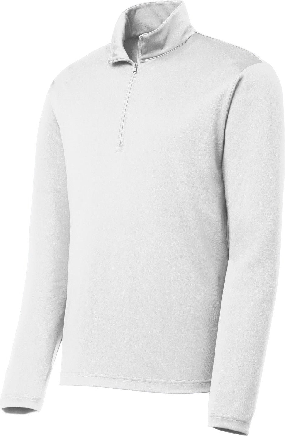 Front View of White Sport-Tek PosiCharge Competitor 1/4-Zip Pullover. ST357