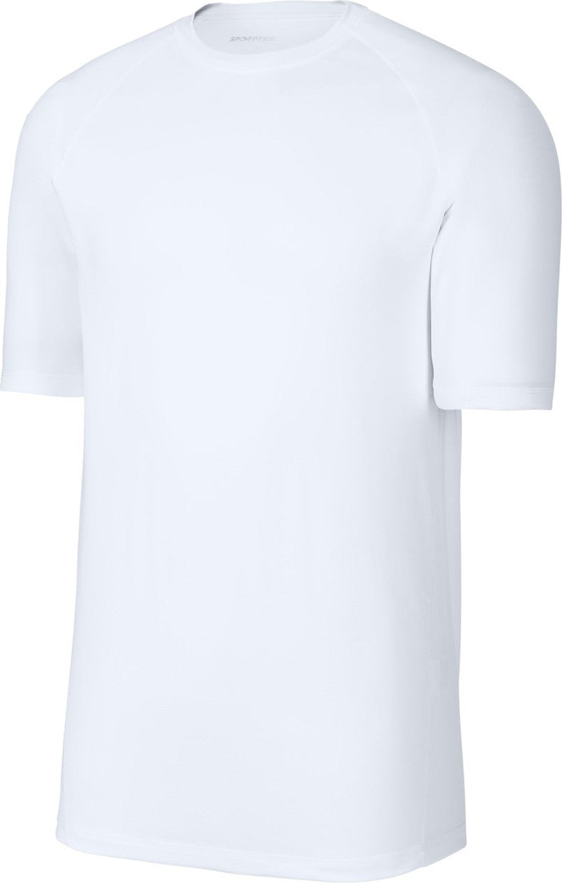 Front View of White Sport-Tek PosiCharge Compression 1/2-Sleeve Tee ST120
