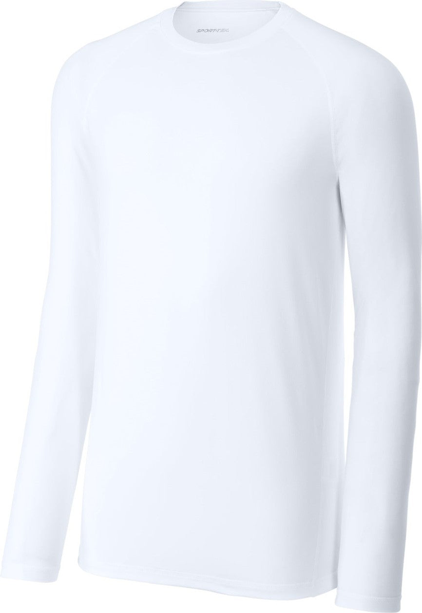 Front View of White Sport-Tek PosiCharge Compression Long Sleeve Tee ST120LS