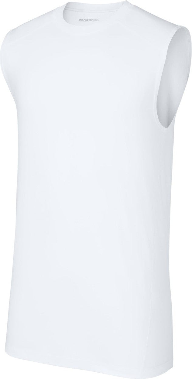 Front View of White Sport-Tek PosiCharge Compression Sleeveless Tee ST121SL