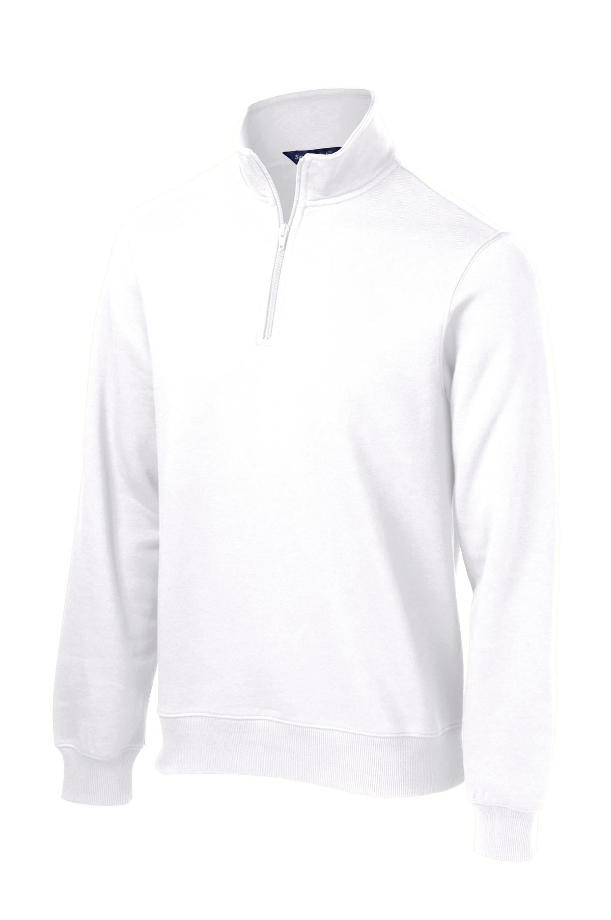 Front View of White Sport-Tek Tall 1/4-Zip Sweatshirt. TST253