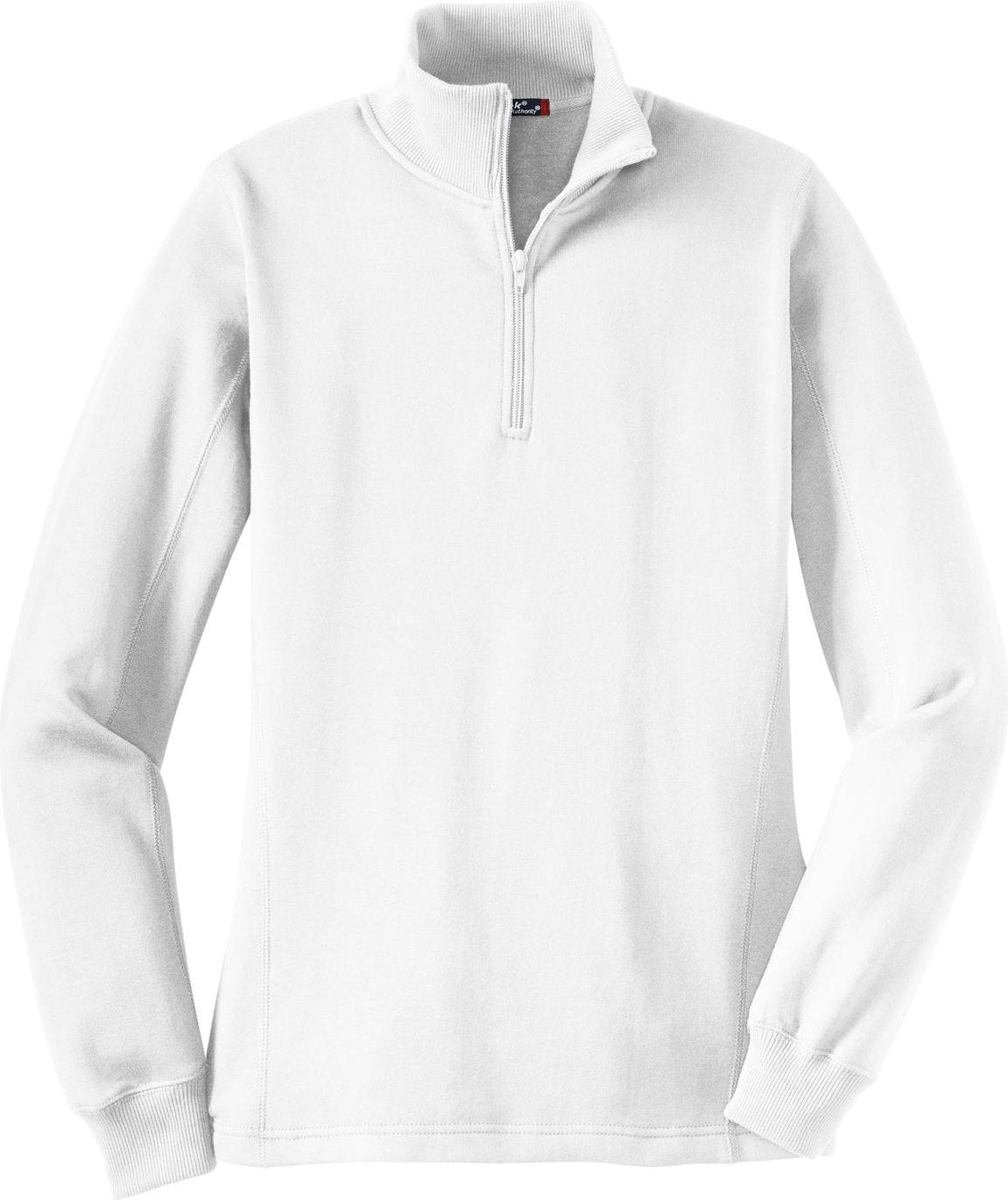 Front View of White Sport-Tek Women's 1/4-Zip Sweatshirt. LST253