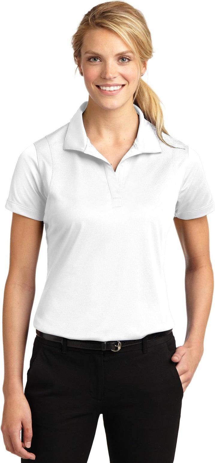 Front View of White Sport-Tek Women's Micropique Sport-Wick Polo. LST650