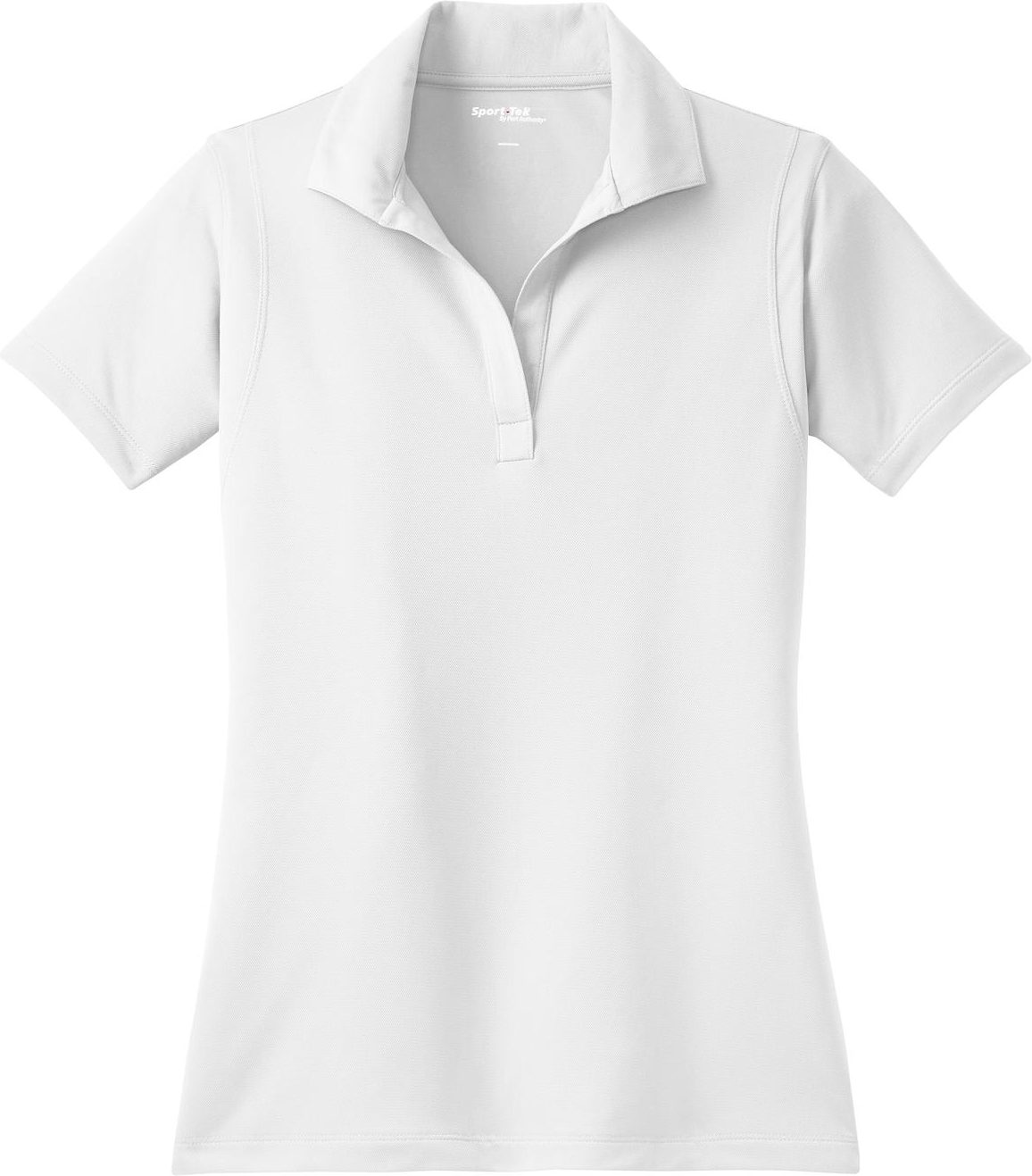 Front View of White Sport-Tek Women's Micropique Sport-Wick Polo. LST650