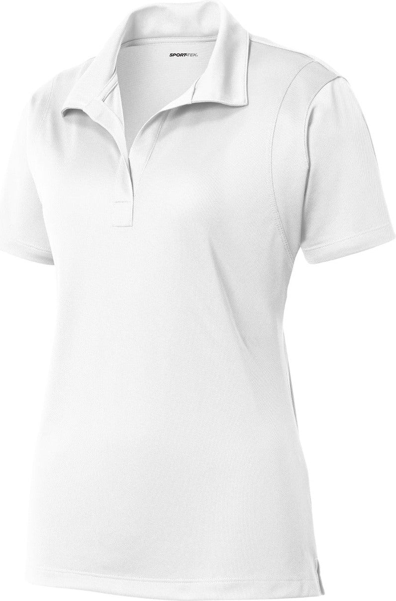 Front View of White Sport-Tek Women's Micropique Sport-Wick Polo. LST650