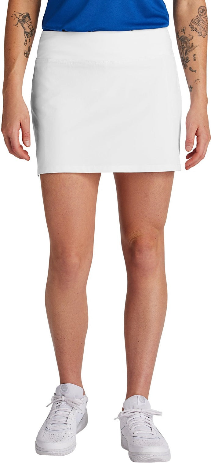 Front View of White Sport-Tek Women's Repeat Skort LST486