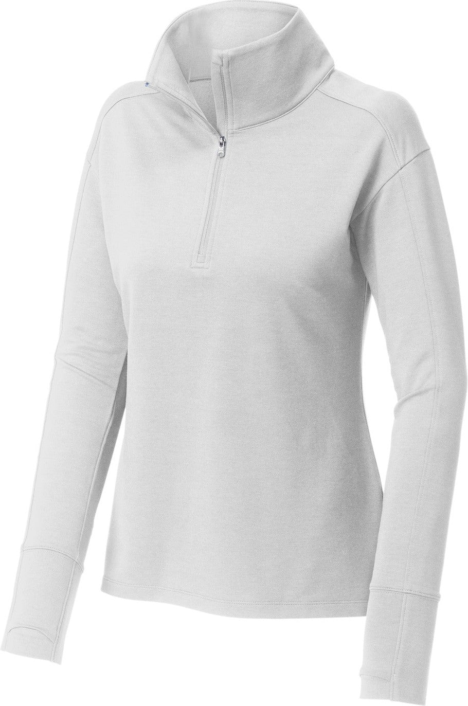 Front View of White Sport-Tek Women's Sport-Wick Flex Fleece 1/4-Zip. LST561