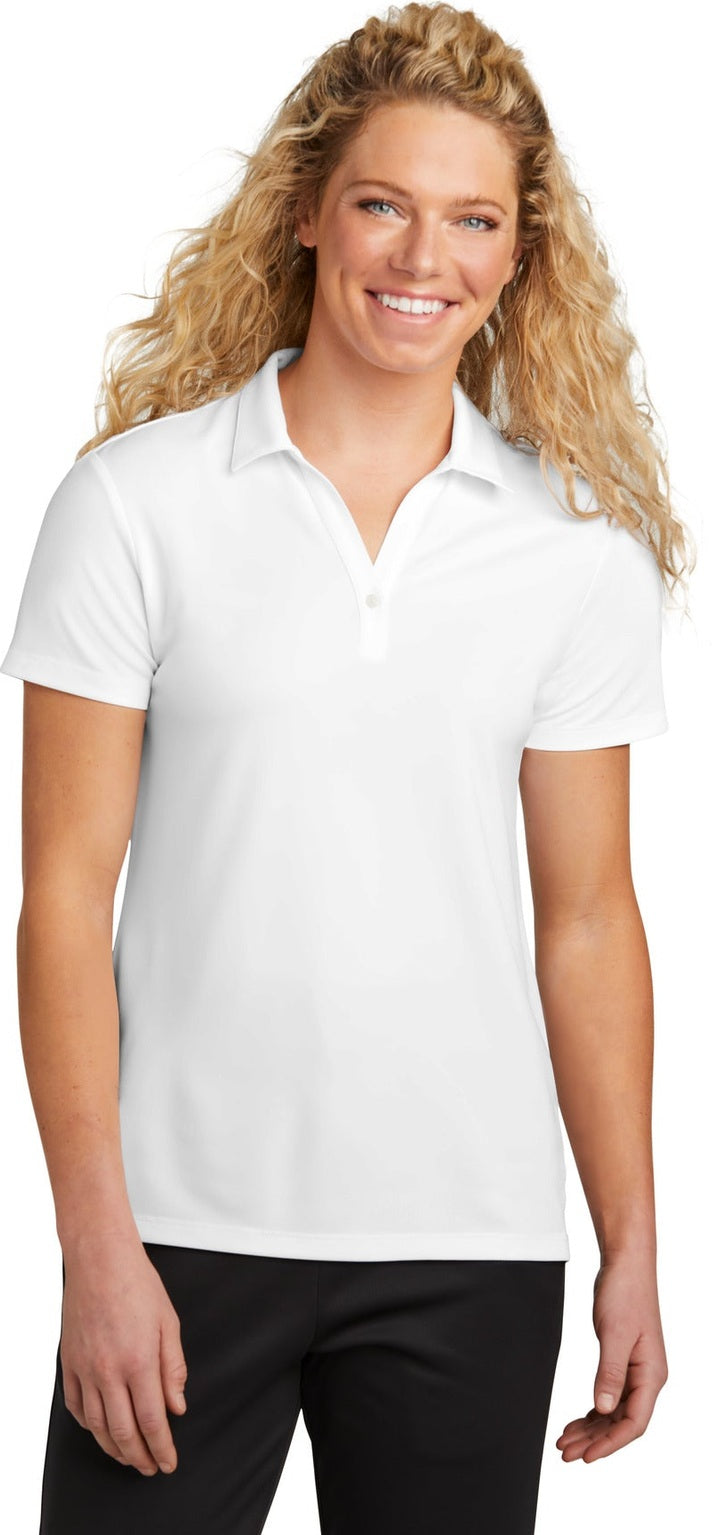 Front View of White Sport-Tek Women's UV Micropique Polo LST740