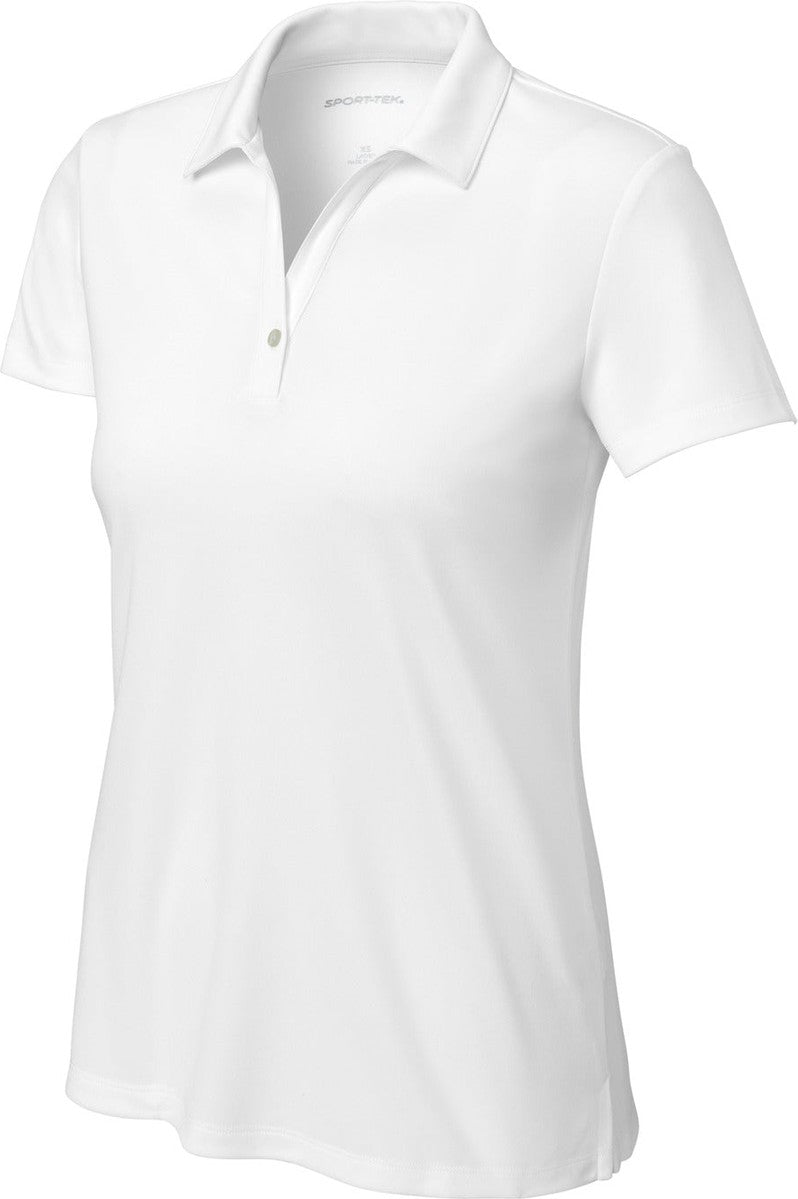 Front View of White Sport-Tek Women's UV Micropique Polo LST740