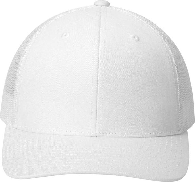 Front View of White Sport-Tek YP Classics Retro Trucker Cap. STC39
