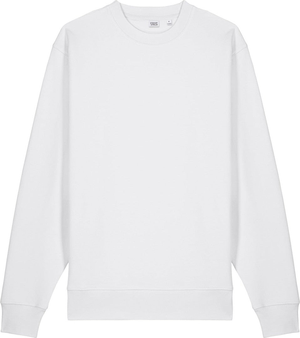 Front View of White Stanley/Stella Unisex Changer 2.0 Crewneck Sweatshirt SXU004