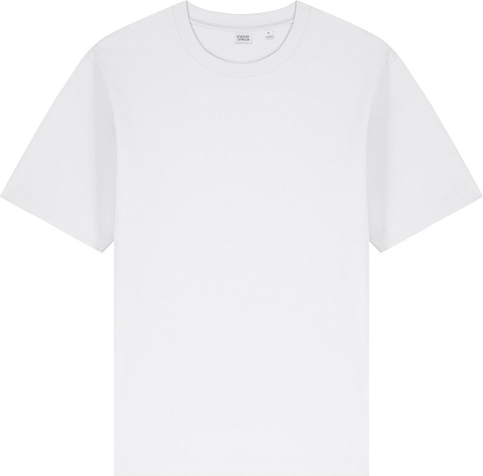 Front View of White Stanley/Stella Unisex Freestyler Heavyweight Tee SXU018