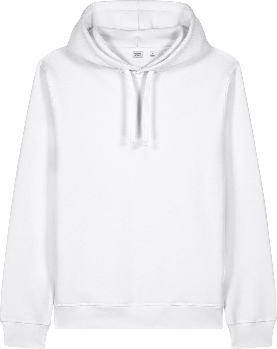 Front View of White Stanley/Stella Unisex Sounder Hooded Sweatshirt SXU012