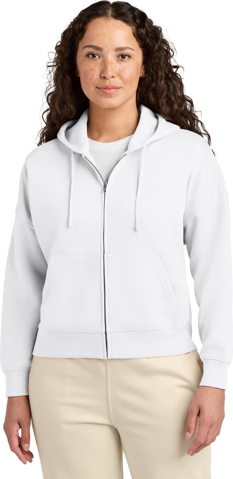 Front View of White Stanley/Stella Women's Stella Ida Full-Zip Hooded Sweatshirt SXW037